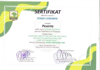 Sertifikat Seminar Sosek Document Repository Universitas Andalas